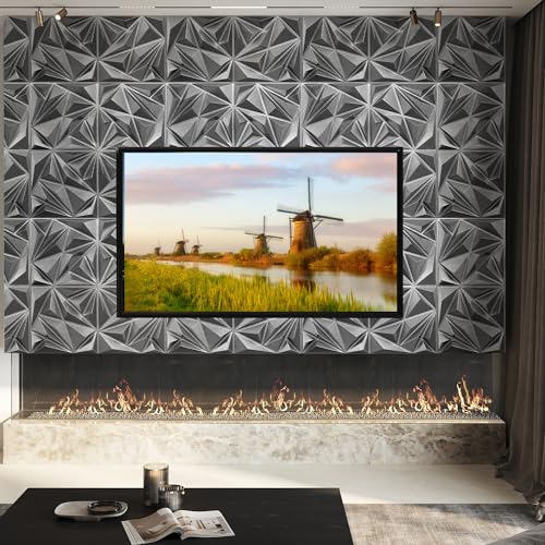 STICKGOO Brushed Silver 3D Wall Panels for Interior Wall Decor, 12''x12'' Diamond Accent Panels for Living Gaming Room, Bedroom, Office, 33 Pack - color: Brushed Silver