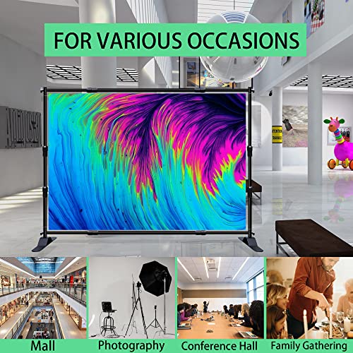 Photo Backdrop Banner Stand Kit, Heavy Duty 10 x 8 FT Adjustable Telescopic Tube Back Drop Display Stand, Step and Repeat Stand for Party Photography Trade Show Booth Background, with Clips