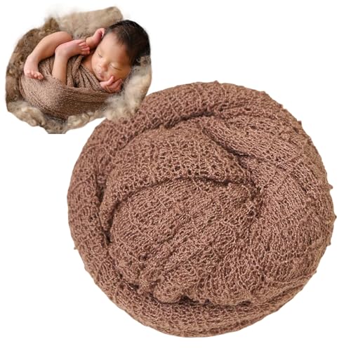 Zeroest Newborn Photo Prop Stretch Knit Wrap for Baby Photography Newborn Photoshoot Outfits Boys Girls Posing Blanket (Soft Brown) - color: Soft Brown