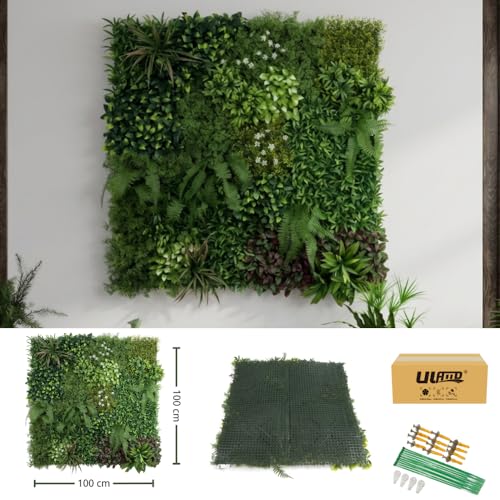 ULAND Artificial Plant Wall Panels, 1pc 40"x40" Greenery Grass Wall Backdrop Decoration, Faux Ivy Leaves Outdoor Privacy Fence Covering (L07801) - color: L07801