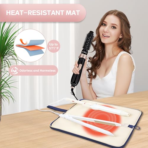 KarSyon Hot Tools Organizer Heat Resistant Mat Case Hair Tools Holder Travel Bag Portable Hair Styling Tools Cover Pouch for Curling Iron,Flat Iron,Hair Straightener (Blue) - color: Blue