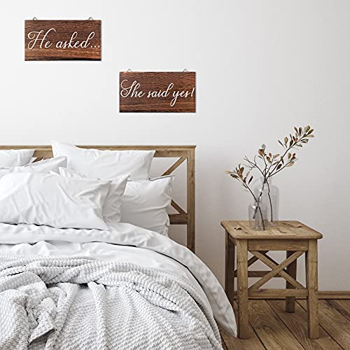 Blulu 2 Pieces She Said Yes Sign Wedding Engagement Decor Photo Props Sign for Party Wall Decor Wood Hanging Handmade Couple Keepsake for Engagement Wedding