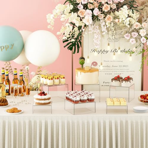 6 Pcs Clear Acrylic Boxes for Display as Buffet Risers and Stands, Food Risers for Party, Table, Stands, including 10", 9", 8.5", 8", 7.5", 6.8", (Large, 6Pcs, Clear) - size: Large, 6Pcs, Clear