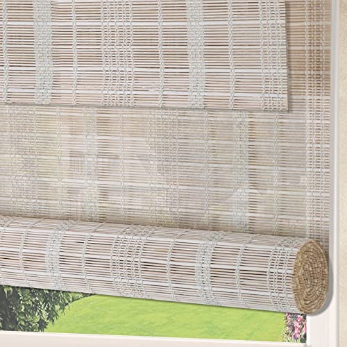 Letau No Drill No Tools Cordless Wood Window Shades Blinds, Bamboo Light Filtering Roller Shades, Color 17 - color: Color 17