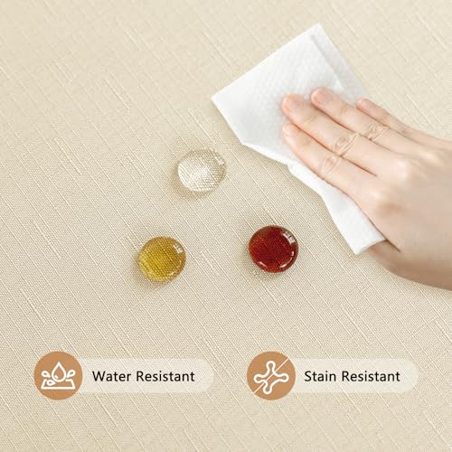 Seenus Textured Fabric Table Cloth for 8 Foot Rectangle Table, Water Resistant & Wipeable Beige Rectangular Tablecloth for 8-10 Seats Dining Picnic Outdoor Party, 54 x 108 Inch - color: Beige, size: 108" x 54" (Rectangular)