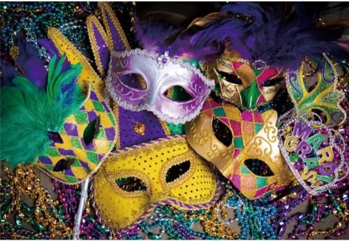 Colorful Mask Backdrop Mardi Gras Carnival Backdrop Masquerade Dress Up Prom Party Supplies Decorations Background for Photography Festival Fiesta Birthday Party Banner Studio Props 20x10ft - size: 20x10ft