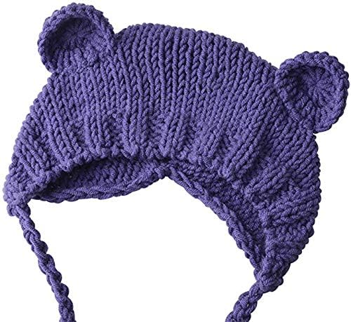 ECYC Newborns Crochet Beanie with Bear Doll Baby Picture Outfits Photography Bat - color: Purple