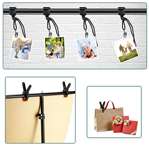 16Clips - 8Heavy Duty Spring Clips & 8Backdrop Clip Holders, Adjustable Elastic Nylon PhotoClips for Photography & Video Studio