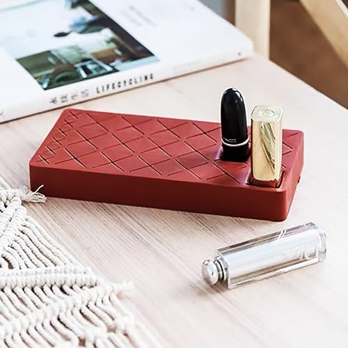 Silicone Lipstick Organizer 18+6 Slots, Lipstick Holder Stand Square Nail Polish Rack for Brush Lip Eye Stick Nail Polish Brushes Eyebrow, Wine Red - color: Wine Red