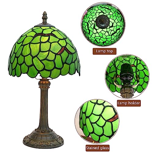 Tiffany Stained Glass Small Table lamp, Cute and Unique Green Leaf Style Bedside Table, Bedroom Living Room Kitchen countertop Decoration Table lamp, Atmosphere lamp - color: Tiffany Lamp T