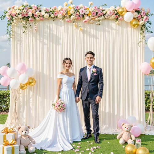 Champagne Backdrop Curtain for Parties Wedding Baby Shower Wrinkle Free Photo Curtains Backdrop Drapes Fabric Decoration for Bridal Shower 5ft x 7ft,2 Panels - color: Champagne, size: 10FTx7FT (W5'xH7', 2 Panels)