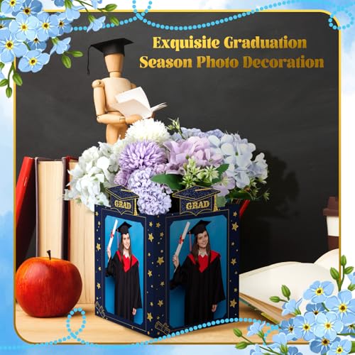 Spiareal 6 Pcs Graduation Photo Centerpieces for Table Class of 2026 Graduation Decorations 6 Inch Picture Display Frame Hollow Picture Props Box for 2026 Congrats Grad Party Favors(Blue) - color: Blue