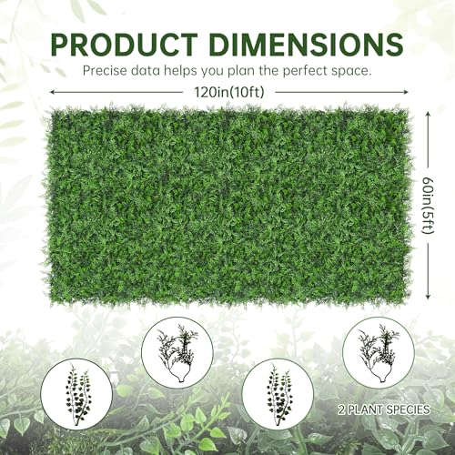 Artificial Green Wall Panels: 60"x120" Boxwood Hedge Green Wall Decor Backdrop, UV-Anti Faux Greenery Plant Wall for Privacy Fence Screen Outdoor Indoor Wedding, Backyard, Garden Home Decor - size: 60"x120"
