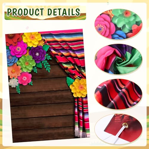 Peryiter 10x8ft Mexican Fiesta Backdrop for Party Mexican Theme Photography Backdrop Cinco De Mayo Decorations Flowers Wood Grain Photo Props for Background Decoration Baby Shower Party Supplies - color: Wood, size: 10x8ft