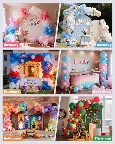 6IN1 Balloon Arch Stand Kit, 10.8ft Adjustable Balloon Column Stand with Base, Reusable Balloon Arch Kit Party Backdrop Decoration for Birthday Graduation Mother's Day Wedding Baby Shower