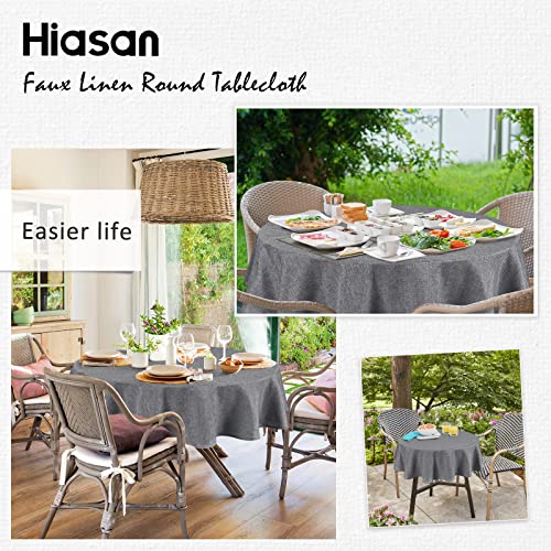 Hiasan Round Linen Tablecloth 30 Inch - Wrinkle and Stain Resistant Washable Polyester Fabric Table Cloth for Dining Room Kitchen Party, Grey - color: Grey, size: 30" (Round)