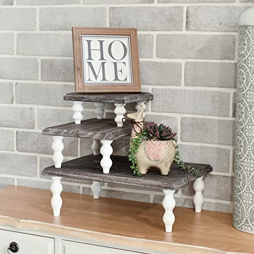 Ikee Design 3 Pcs Set Wooden Display Riser, Cupcake Dessert Display Riser, Countertop Centerpiece Dessert Serving Stand, Artificial Plant Stand for Garden Decor, Coffee Color - color: Coffee, 3 pcs
