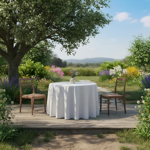 Surmente White Tablecloth for Round Tables, 90-inch Round Table Cloths for Weddings, Banquets, or Restaurants - color: White, size: 90" (Round)