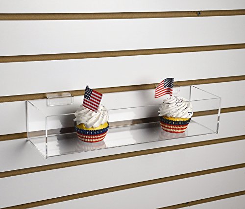 Slatwall Acrylic Tray 15 Inch Wide x 4 Inch Wide Rectangular One Compartment Lucite Retail Product Merchandise Storage Organizer for Businesses and Shops by Marketing Holders - size: 1 Section