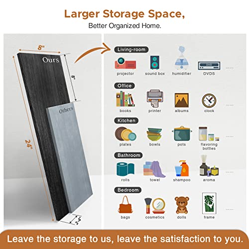 Forbena Large Floating Shelves for Wall 24 Inch Long Set of 3, 8 in Deep Wall Bookshelf for Bedroom Living Room, Wooden Heavy Duty Hanging Book Shelves for Office Kitchen Closet Storage (Black) - color: Black, size: 24 Inches