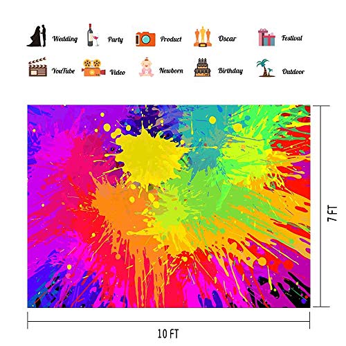 Colorful Graffiti Backdrop Abstract Paint Splash Background for Photography Hip Hop Theme Birthday Party Decoration Art Studio Props 10x7ft PPH348 - size: 10x7ft