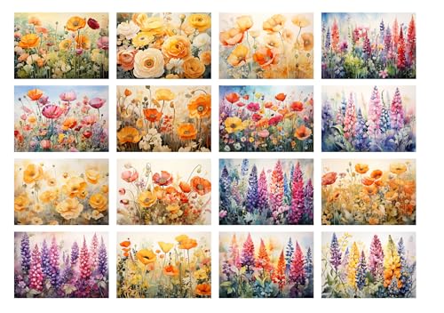 Decoupage Paper Pack (35 Sheets 6"x8") Golden Poppies: Sunlit Yellow and Orange Wildflowers Blooming in Fields with Soft Pastel Tones and Delicate Petals. FLONZ Vintage - color: Seventeen
