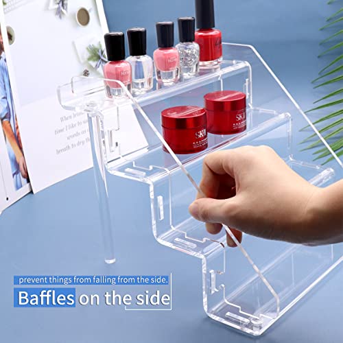 Sezanrpt Clear Acrylic Display Risers Stand Set of 2, Perfume Organizer Holder And Storage, Acrylic Cupcake Stand, Tiered Display Shelf for Funko Pop, Collections, Spice, Nail Polish, 9x8.3x6.7 inch - size: 9x8.3x6.7 inch