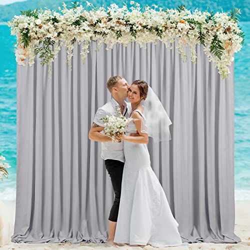 Wedding Backdrop Curtains 2 Panel 5ft x 8ft Grey Polyester Backdrop Drapes for Birthday Party Decoration Ceremony Prom Stage Backdrop Curtain - color: Grey, size: 2 Panels 5ft X 8ft