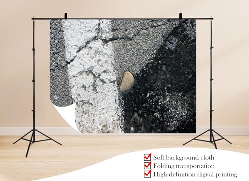 12x8ft Textured Cracked Asphalt with Pebble Backdrop Road Surface Stone Photo Background Tapestry for Urban Themed Party Minimalist Photography Home Decorations Studio Props - size: 12X8ft