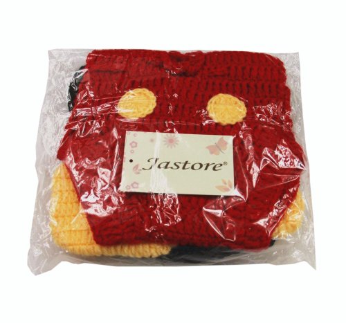 Jastore Photography Prop Baby Costume Cute Crochet Knitted Hat Cap Girl Boy Diaper Shoes Mouse - color: Red