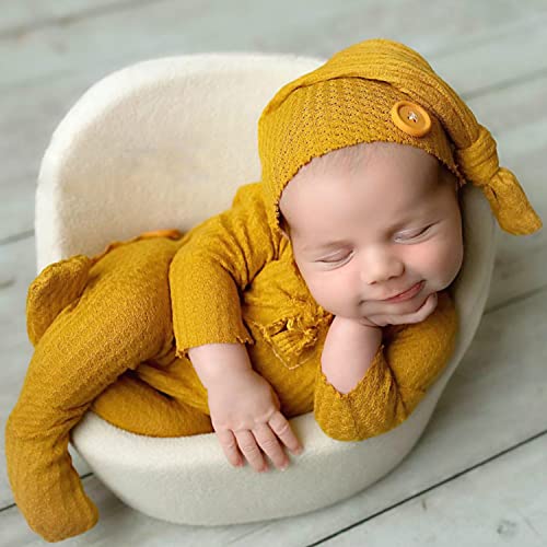 Zeroest Newborn Photography Props Boy Outfits Baby Photo Props Outfit Newborn Boy Photo Shoot Hat Set (Ginger) - color: Ginger