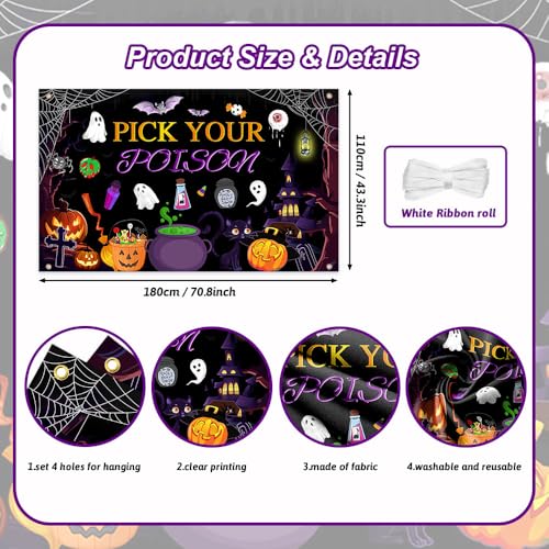 AIBIIN Pick Your Poison Halloween Backdrop Pumpkin Photography Background Decorations Halloween Party Decorations Supplies Photo Studio Props 70.8 x 43.3 inch