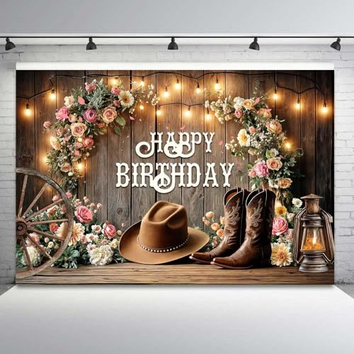 Western Backdrop Cowboy Birthday Party Background Decorations, Wild West Rodeo Cowboy Rustic Wood Barn Western Birthday Party Supplies Banner for Photoshoot, 6X4FT - color: Brown, size: 6X4FT