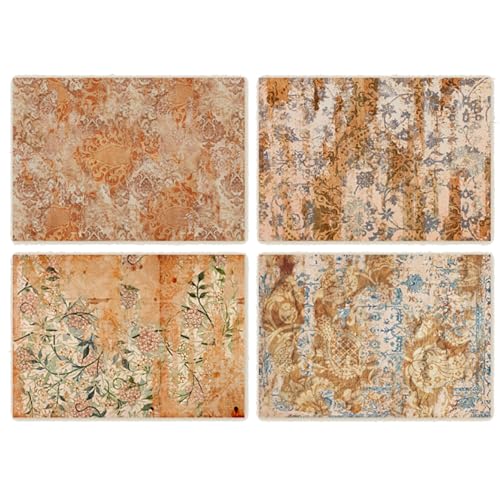 20 Sheets Vintage Background Paper, Traditional Gorgeous Leaves Flowers Decorative Papers, Retro Floral Paper for Journaling Scrapbooking Letter Gift Wrap Decorations - color: Orange