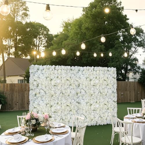 VEVOR 3D Flower Wall Panel, 24 PCS 15 x 15 inch, Artificial Floral Wall Background Mesh Backing Mat,Seamless Design&Easy Installation for Wedding Valentines Day Home Baby Party Backdrop Decor,White - color: Flower, size: 15*15IN 24P