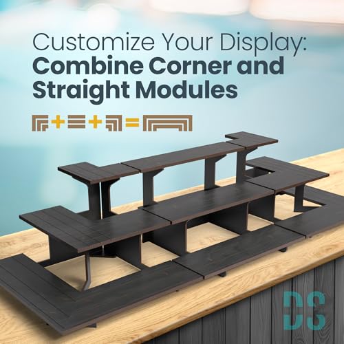 DS The Display Store Straight Black Wooden Tiered Stand, Portable Products Shelf, Jewelry and Card Rack, Risers, Altar Shelf, Stand for Vendor Events - color: Black