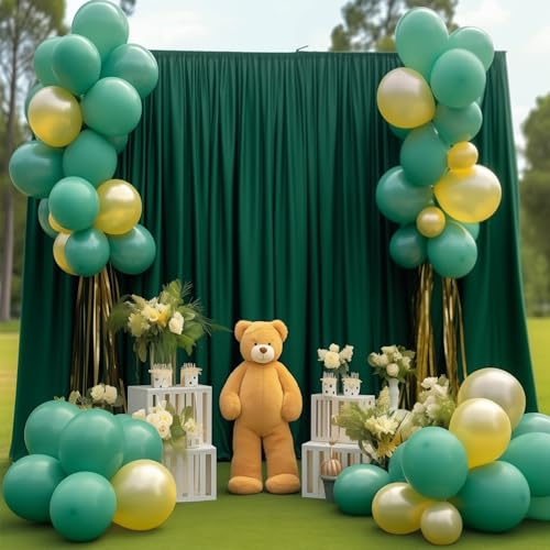 Hunter Green Backdrop Curtain-Wrinkle-Free Polyester Fabric Green Photography Curtains for Wedding Party Photo Background Decorations- 8 X10FT (Hunter Green) - color: Hunter Green, size: W4' X H10'(2 Panels)