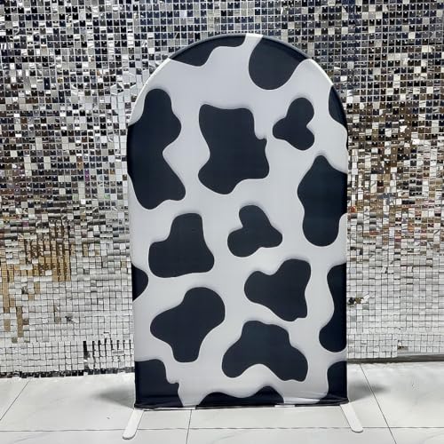 HUAYI Cow Pattern Arch Backdrop Cover Girl Pink Farm Parties Chiara Backdrops Decorations Arched Wall Covers Stands Display Props Farm Party Banner GX238 3ft * 6.5ft - color: Gx238-arch Cover, size: W3ft by H5ft (90cm by 150cm)