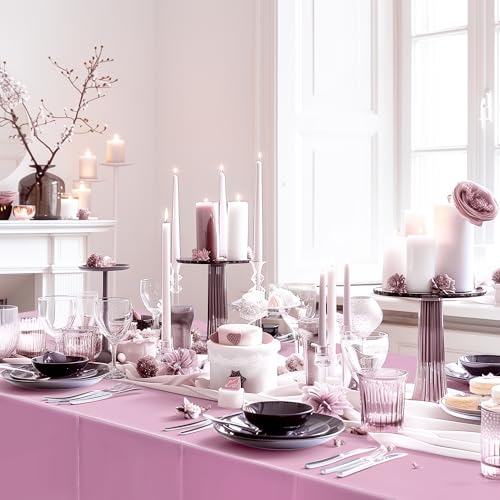 Just Shimmer 2pcs Baby Pink Plastic Table Cloths for Parties 54 * 72inch Light Pink Shiny Tablecloth Girl Birthday Party Decoration for Princess Baby Shower Kids Party Supplies - color: Pink