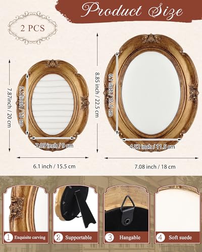 Wonderjune 2 Pcs Gold Jewelry Display Stand Vintage Necklace Organizer Ring Holder Earring Tray Resin Jewelry Photography Props Frame with Velvet Backing for Gifts(White,Large,Small,Classical) - color: White, size: Large,Small, style: Classical