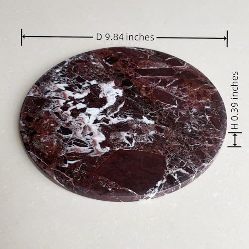 Natural Round Marble Tray Glossy Pastry Board for Dessert, Cheese, Coffee, Smooth on Both Sides (Rosa Levanto) - color: Rosa Levanto