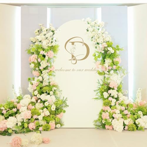 LEBENGURU Upgraded 5FT Wedding Arch Cover, Beige Spandex Fitted Arch Backdrop Cover, Round Top Chiara Stand Covers for Birthday Party Baby Shower Banquet Balloon Décor - color: Beige, size: 5FT