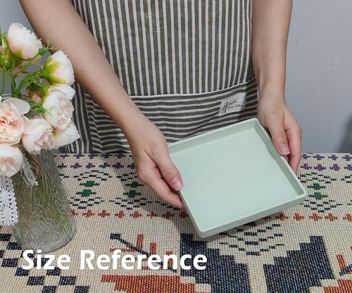 Small Square Serving Tray (5.9 inch), Durable Green Tray for Desserts & Organization, Lightweight for Coffee, Drinks, Party, Seasoning, Perfume and Display. - color: Green - 1 Tray, size: 5.9" x 5.9" x 0.8"