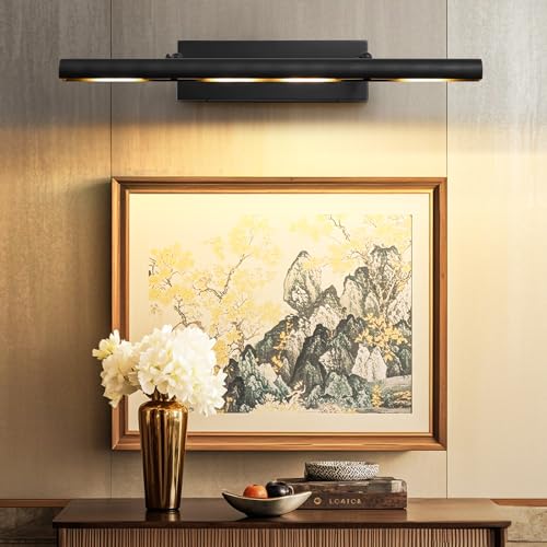 Art Picture Frame Wall Light: 30" Black Retro Swing Arm Artwork Spotlights - Dimmable Slim Brass 4 Lights over Photo Framed - Decorative Wall Lighting above Sculpture for Gallery Museum Bulbs Included - color: Black, size: 30"-4 Bulb