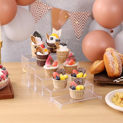 ANDGOO 10 Pack Acrylic Display Risers, 2 Set(7”L~8”L~9”L) Perfume Stand Organizer, Easy to Store Clear Cupcake Stand, Display Risers for Retail Stores Special Events Exhibitions Home Decoration - color: Clear, size: 10Pcs (7.6”L~8”L~8.4”L~8.8”L~9.2”L)