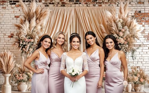 10X8ft Boho Floral Wedding Backdrop Wall Background Photography Beige Vintage Flowers Backdrops for Parties Wedding, Girls Birthday Princess Weeding Bridal Shower Floral Anniversary Ceremony Decor - color: Boho02, size: 10X8FT