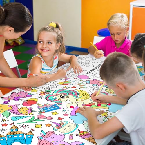 Gatherfun Unicorns Birthday Party Giant Coloring Poster - 31.5x 72 Inches - Versatile Classroom Wall Décor & Unicorns Birthday decorations-Poster or Table Cover for School Parties and Special Events - style: Unicorns