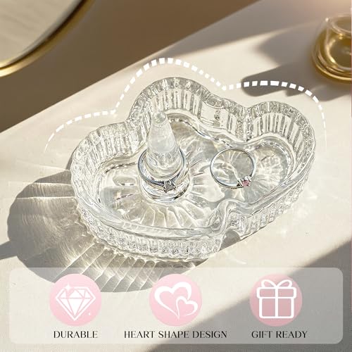 H&D HYALINE & DORA Crystal Heart Ring Holder Engagement Wedding Ring Holder For Jewelry, Christmas Birthday Gifts for Women,Her,Best Friend - color: Clear,Heart-2