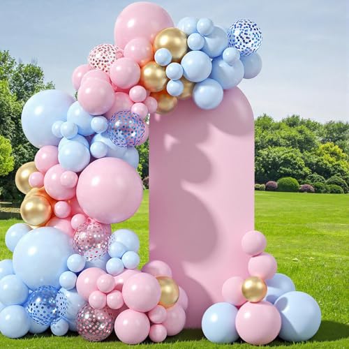 LEBENGURU Upgraded 5FT Wedding Arch Cover, Light Pink Spandex Fitted Arch Backdrop Cover, Round Top Chiara Stand Covers for Birthday Party Baby Shower Banquet Balloon Décor - color: Light Pink, size: 5FT