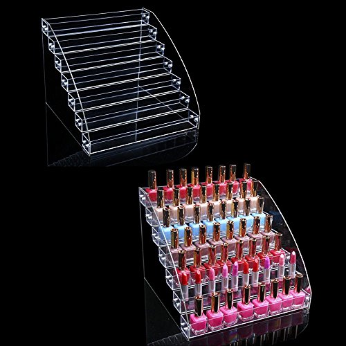 7 Tiers Essential Oils Nail Polish Rack Acrylic Lipstick Holder Display Stands Dropper Bottle Organizers Wide Tall Dresser Balls Commodity Goods Shelf for Store Shop Countertop Checkout Counter Case - size: 7 floor